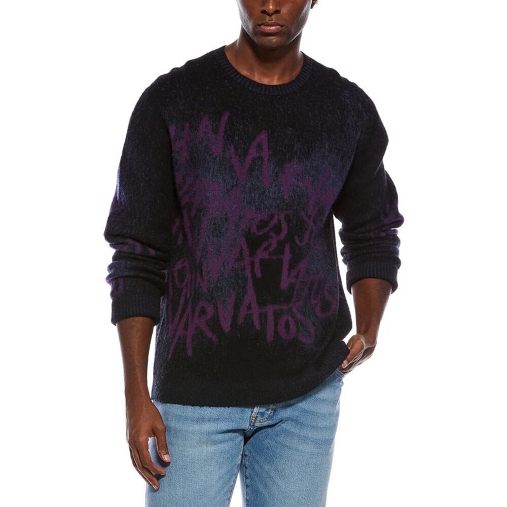 John Varvatos Mens  Vinheta Wool & Cashmere-Blend Crewneck Sweater, Black